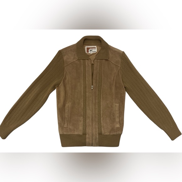 Counter Action Jackets & Blazers - Vintage 80s 90s Suede Leather Knit Bomber Jacket Counter Action Women’s Medium